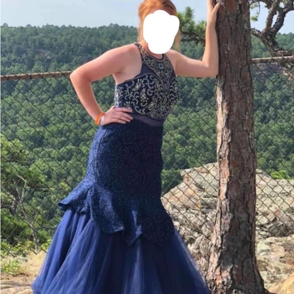 Navy Blue Mermaid style formal gown
